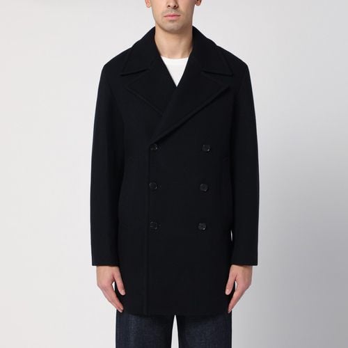 Navy blue double-breasted wool coat - Auralee - Modalova