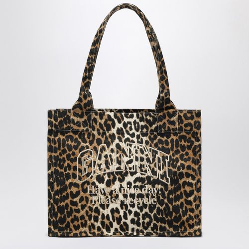 Borsa shopping con leopardata - GANNI - Modalova