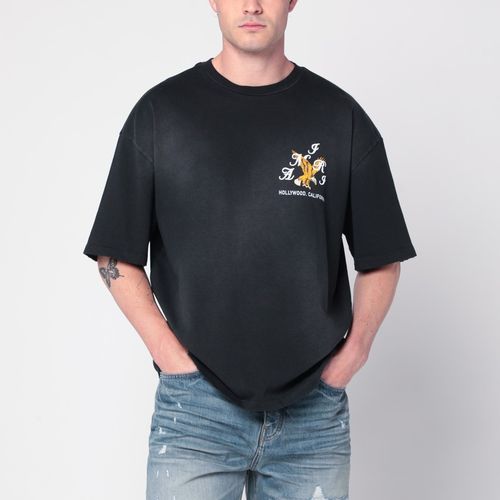 Tシャツ・カットソー AMIRI FW24 Embroidered cotton shirt (AMTAOS1002 BLACK) AMIRI || Vintage Collegiate Logo-Print T-Shirt / Black