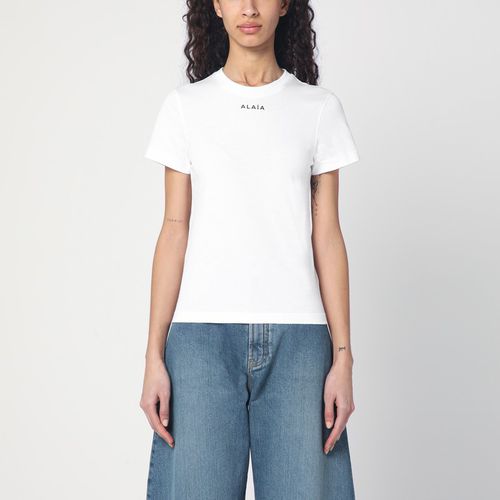 Weißes Baumwoll-T-Shirt mit Logo - Alaïa - Modalova