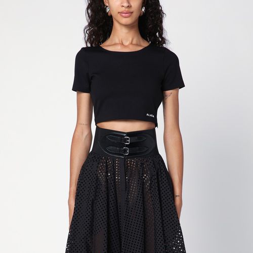 Black cropped T-shirt with logo - Alaïa - Modalova