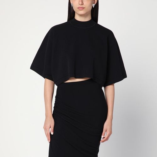 Black crop T-shirt in cotton knit - Alaïa - Modalova