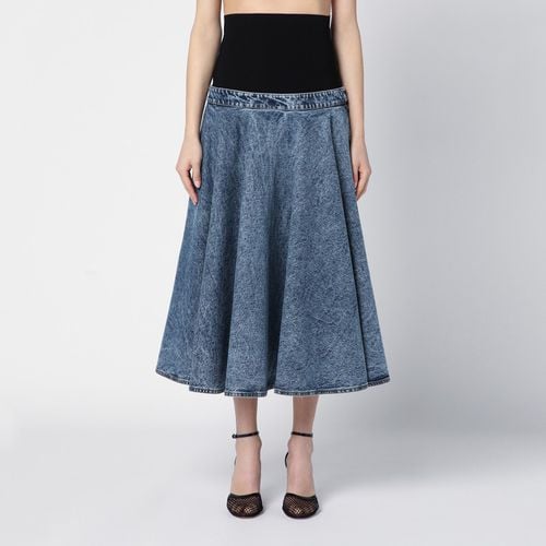 Denim midi skirt with knitted sash - Alaïa - Modalova