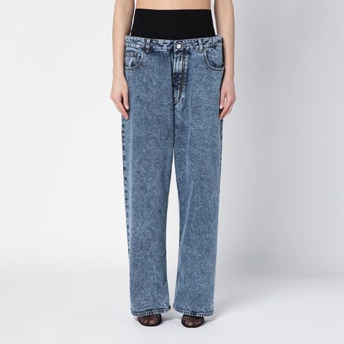 Wide denim jeans with knitted band - Alaïa - Modalova