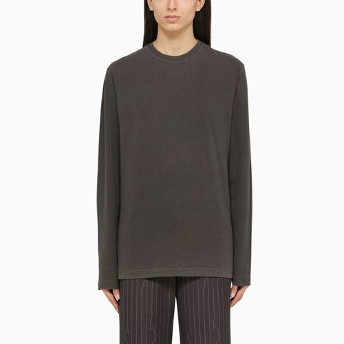 Black cotton long-sleeved T-shirt - Sportmax - Modalova