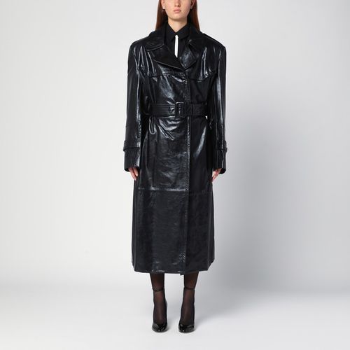 Black trench coat in semi-glossy nappa leather - Sportmax - Modalova