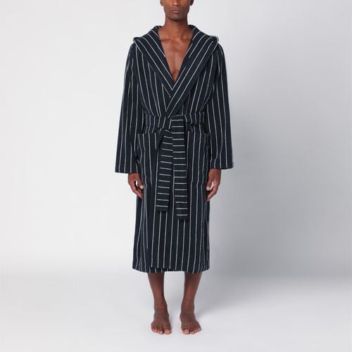 Black bathrobe with white stripes - Tekla - Modalova