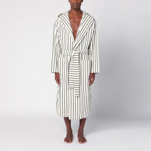 White bathrobe with dark stripes - Tekla - Modalova