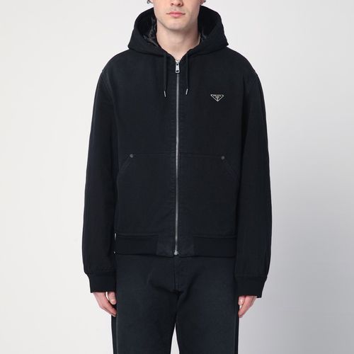Black cotton zipped jacket - Prada - Modalova