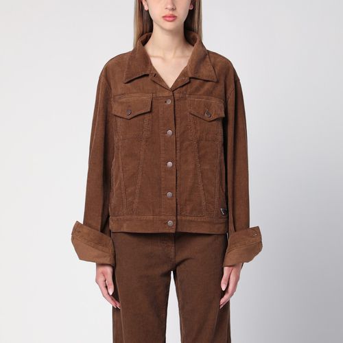 Caramel-coloured shirt jacket in corduroy - Prada - Modalova