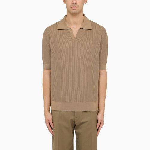 Beige cotton ribbed polo shirt - Dolce&Gabbana - Modalova