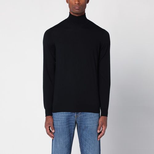 Black wool turtleneck sweater - Drumohr - Modalova