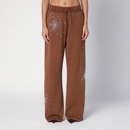 Brown cotton trousers with crystals - Des Phemmes - Modalova