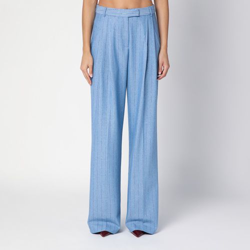 Light blue wool-blend wide trousers - Des Phemmes - Modalova