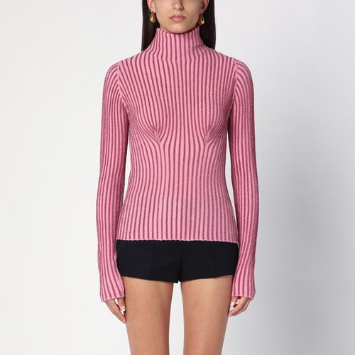 Pink ribbed turtleneck sweater - Des Phemmes - Modalova