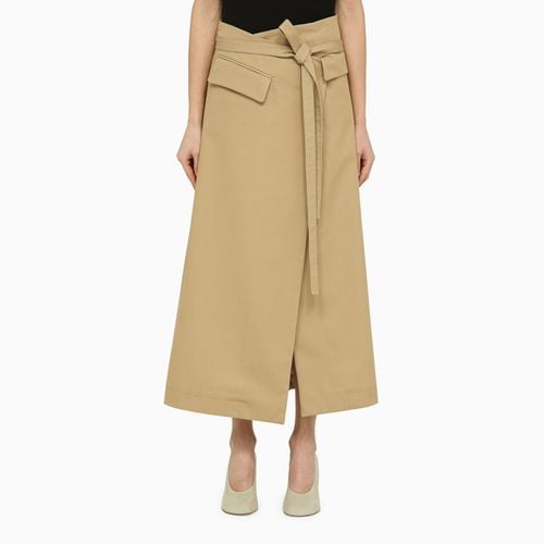 Beige cotton long wrap-around skirt - Sportmax - Modalova