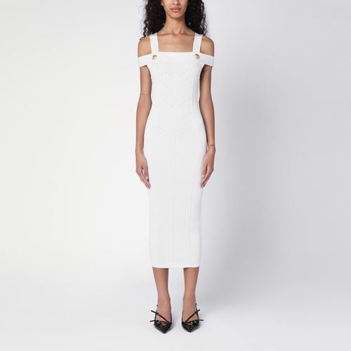 White knit dress with double straps - Balmain - Modalova