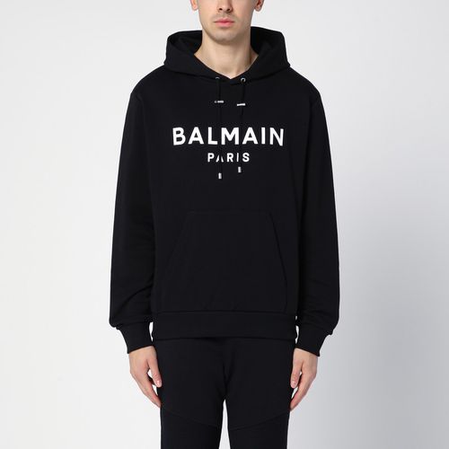 Black cotton hoodie with logo - Balmain - Modalova