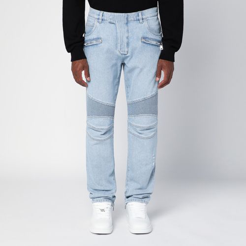 Light blue denim biker jeans - Balmain - Modalova