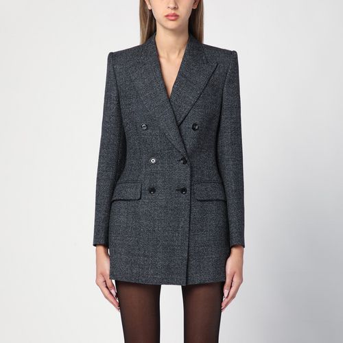 Anthracite grey tweed double-breasted jacket - Dolce&Gabbana - Modalova