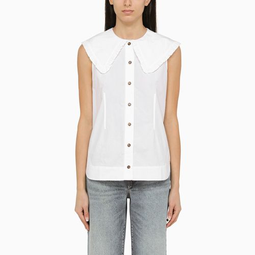 Cotton sleeveless shirt with collar - GANNI - Modalova