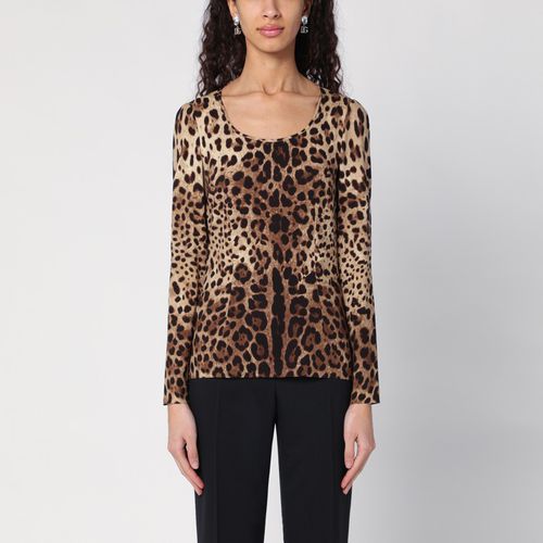 Silk blend leopard print T-shirt - Dolce&Gabbana - Modalova