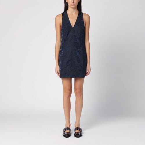 Navy mini dress with knot detail - GANNI - Modalova