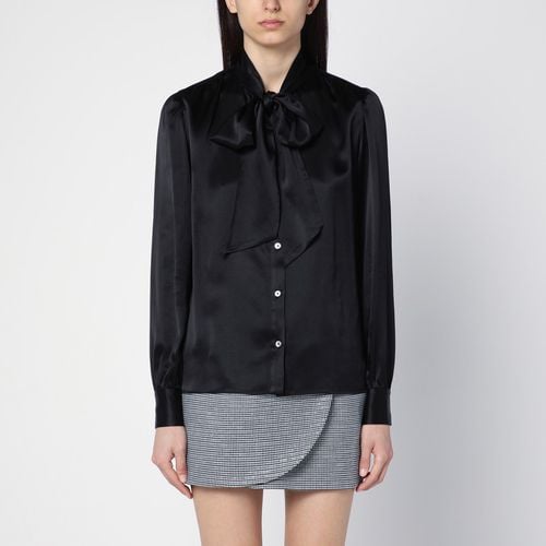 Black silk shirt with bow - Alessandra Rich - Modalova