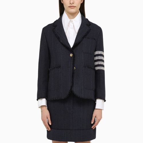 Navy single-breasted jacket in wool blend - Thom Browne - Modalova