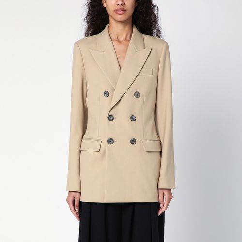 Sand-coloured double-breasted jacket in wool - Ami Paris - Modalova