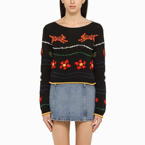 Black crew-neck sweater with inlay - KENZO - Modalova