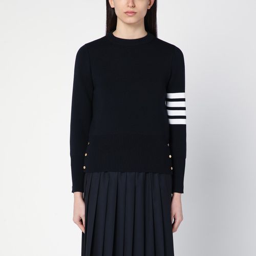 Navy blue crew-neck sweater in wool - Thom Browne - Modalova