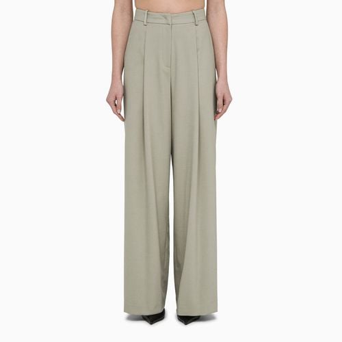 Sage green wool-blend wide trousers - Federica Tosi - Modalova