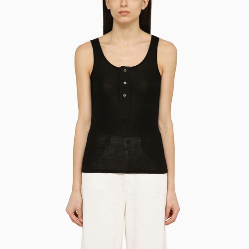 Black cotton tank top with buttons - Ami Paris - Modalova