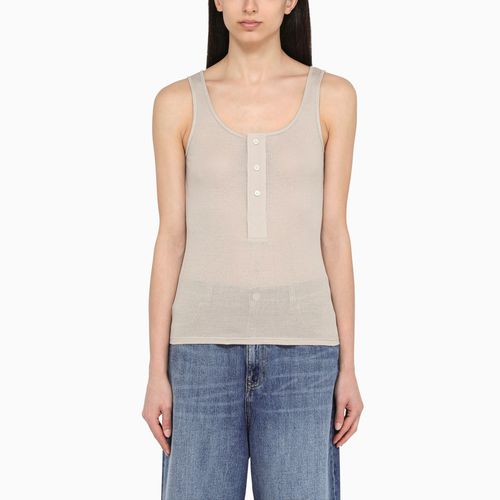 Chalk-coloured cotton tank top with buttons - Ami Paris - Modalova