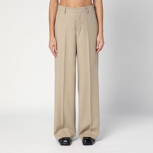 Pantalone ampio beige in lana - Ami Paris - Modalova