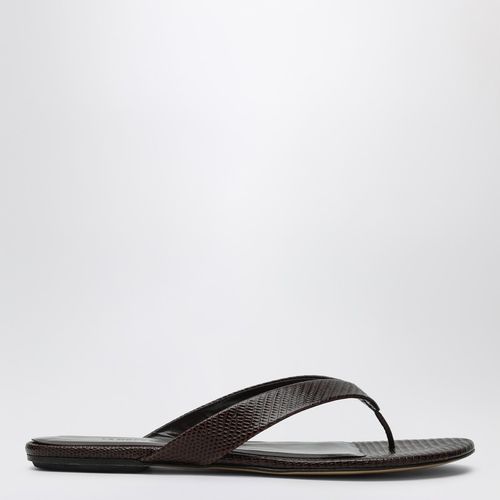 Brown leather flip-flops - Le Monde Béryl - Modalova