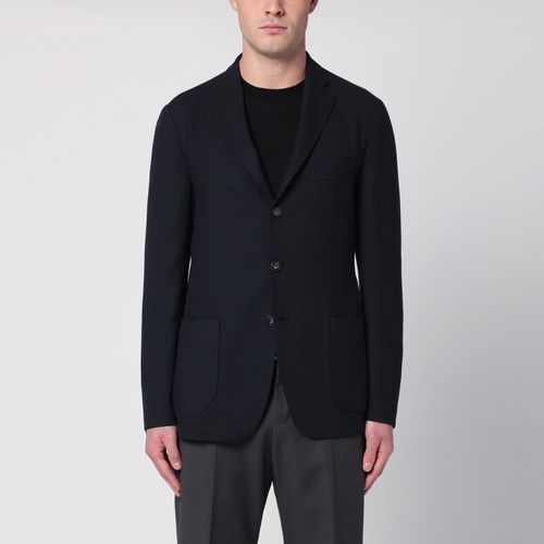 Wool blend single-breasted jacket - Santaniello - Modalova