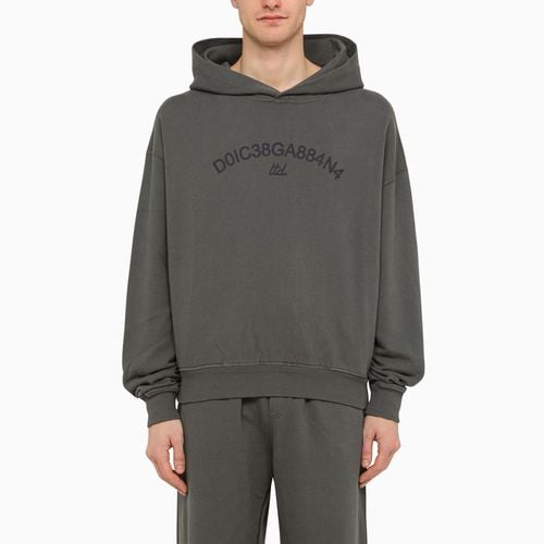 Grey sweatshirt hoodie with logo - Dolce&Gabbana - Modalova