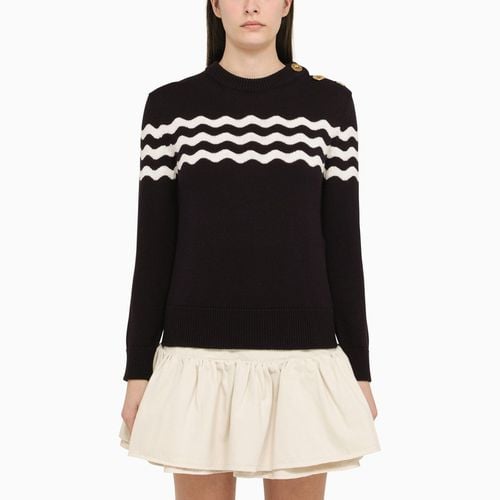 Navy cotton and wool jumper with white detailing - Patou - Modalova