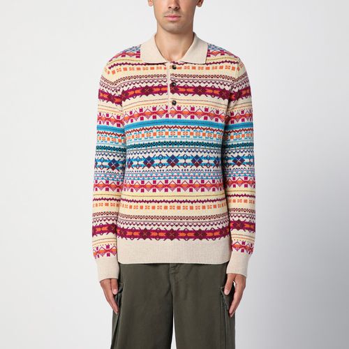 Écru/multicoloured wool polo jumper - Loewe - Modalova