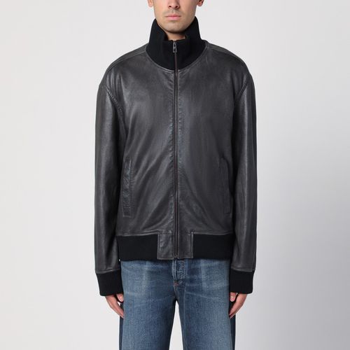 Vintage-effect leather bomber jacket - Loewe - Modalova