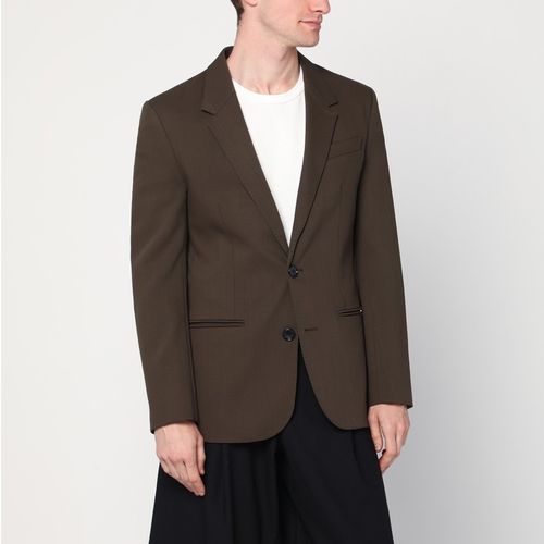 Single-breasted olive wool jacket - Ami Paris - Modalova
