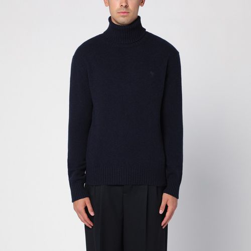 Navy cashmere turtleneck jumper - Ami Paris - Modalova