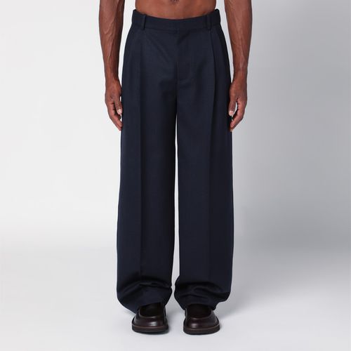 Navy blue wool trousers - Loewe - Modalova