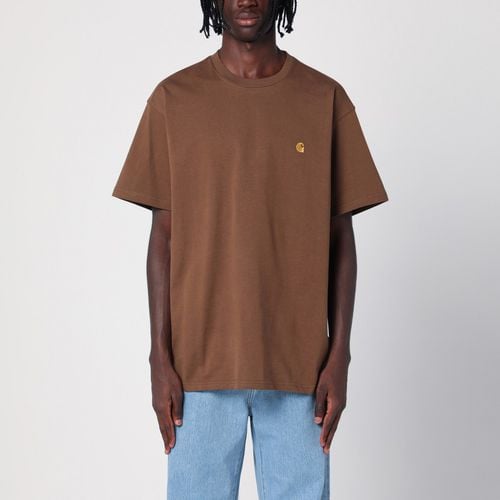 Chocolate/Gold S/S Chase T-Shirt aus Baumwolle - Carhartt WIP - Modalova