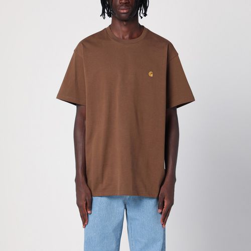 S/S Chase Chocolate/Gold Cotton T-Shirt - Carhartt WIP - Modalova