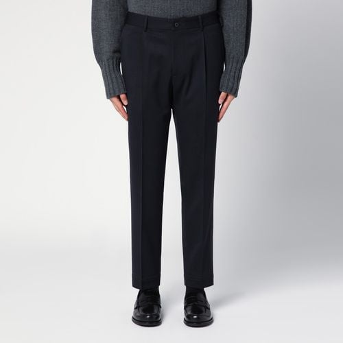 Blue wool blend trousers - Santaniello - Modalova