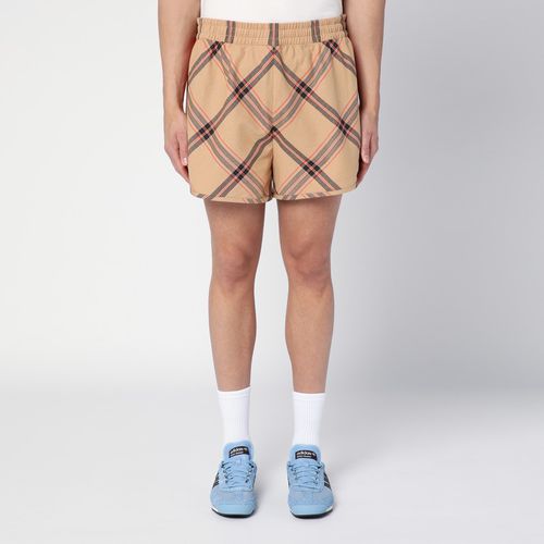 Beige Shorts with Check Pattern in Cotton - adidas by Wales Bonner - Modalova