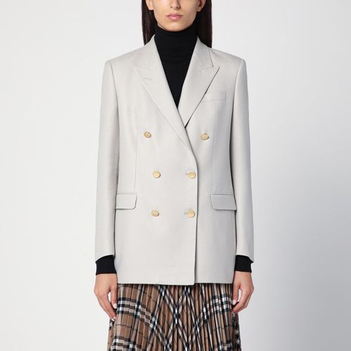 Grey mélange double-breasted jacket in wool - Tagliatore - Modalova